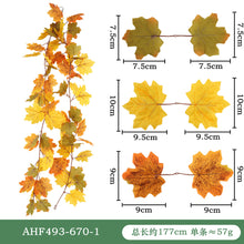 Load image into Gallery viewer, 5pcs/Set Artificial Maple Leaf Vine Artificial Plant Rattan Christmas Wall Hanging Plastic Wickers Plants
