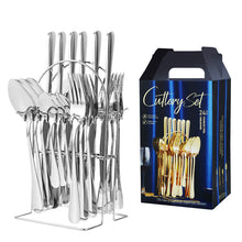 Load image into Gallery viewer, Product Stainless Steel Tableware 24-Piece Set 1010 Four Main Pieces Knife, Fork and Spoon
