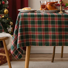 Load image into Gallery viewer, Tablecloth Christmas Holiday Fabric Table Cloth Yarn-Dyed Green Plaid Rectangular Table Mat Tablecloth
