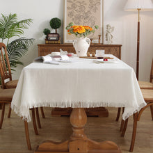 Load image into Gallery viewer, White Cotton Linen Fabric Tablecloth Decorative Cloth Waffle Cotton Thread Rectangular Lace round Tablecloth Ins French Cloth
