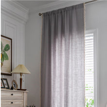Load image into Gallery viewer, Simple Cotton and Linen Curtain Striped Tassel Living Room Curtain Rod
