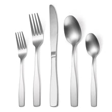 Load image into Gallery viewer, Tableware Stainless Steel Matte Tableware Square Handle Knife, Fork and Spoon Black Western Food Suit Five 5-Piece Set
