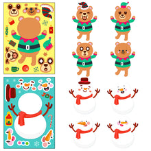 Load image into Gallery viewer, 6 Sheets/Pack Cartoon Christmas Face Changing Stickers Christmas Diy Puzzle Cartoon Stickers
