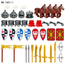 Load image into Gallery viewer, Medieval Knight Equipment Upgrade Package 1601 Accessories Model Children Assembling Building Blocks Toy Soldier
