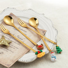 Load image into Gallery viewer, Christmas Gift Creative Ins Stirring Spoon Santa Claus Spoon Elk Fruit Fork
