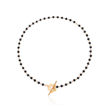 Load image into Gallery viewer, Elegant Black Crystal Glass Bead Chain Simple OT Buckle Short Flower Necklace
