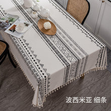 Load image into Gallery viewer, Bohemian Tablecloth Cotton Linen Disposable Fabric Ethnic Style Tassel Rectangular Tassel Tablecloth Waterproof and Oil-Proof
