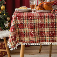 Load image into Gallery viewer, Christmas Cotton Linen Tablecloth Table Cloth Decorative Fur Ball Placemat for Western Food Snowflake Table Cloth Tablecloth
