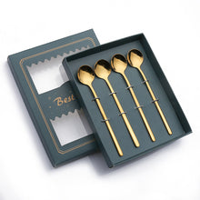 Load image into Gallery viewer, Q Tableware Set Creative Spoon Four-Piece Set round Spoon Stirring Spoon Gift Packing Ice Spoon
