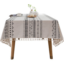 Load image into Gallery viewer, Bohemian Tablecloth Cotton Linen Disposable Fabric Ethnic Style Tassel Rectangular Tassel Tablecloth Waterproof and Oil-Proof
