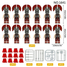 Load image into Gallery viewer, 12pcs/Set Ancient Roman Soldiers Medieval Corps Children Assembling Building Blocks Small Particle Toy Spear Weapon Pieces
