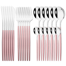 Load image into Gallery viewer, Stainless Steel Tableware 24-Piece Set Bright Portuguese Western Food Gold Knife, Fork and Spoon I

