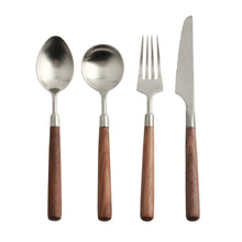 Load image into Gallery viewer, 4pcs/Set Walnut Wooden Handle Knife and Fork Japanese Retro Western Food Tableware Set
