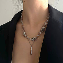 Load image into Gallery viewer, Zircon Double Layer Twin Twist Knot Necklace Hip Hop Men and Women Simple Ornament
