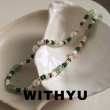 Load image into Gallery viewer, Shaped Stringed Pearls Colorful Natural Stone Bohemian Titanium Steel Necklace
