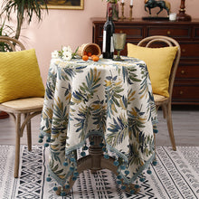 Load image into Gallery viewer, Embroidery Tassel Flower Cloth Tablecloth round Tablecloth
