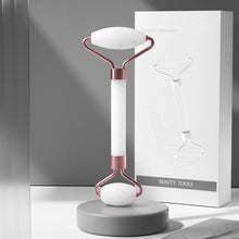 Load image into Gallery viewer, Pink Crystal Roller Facial Massage Non-Jade Beauty Bar Double-End P  ush Face Lift Relax Heart Shape Scrapping Plate
