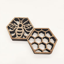 Load image into Gallery viewer, 4pcs/Set Honeycomb Bee Wooden Ornaments Creative Honeycomb Coaster Pendant Multi-Purpose Crafts
