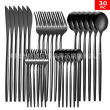 Load image into Gallery viewer, Stainless Steel Knife and Forks 30-Piece Set Portuguese Tableware Golden Set  Western Food Steak Knife Fork and Spoon
