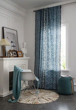 Load image into Gallery viewer, Blue Geometrical Living Room Curtains Bohemian Style Printed Curtains
