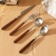 Load image into Gallery viewer, 4pcs/Set Walnut Wooden Handle Knife and Fork Japanese Retro Western Food Tableware Set
