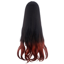 Load image into Gallery viewer, Kimetsu No Yaiba  Wig Kitchen Door Nezuko Ghost Gradient Color Fireworks Roll Cosplay Wig
