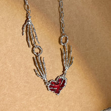 Load image into Gallery viewer, Personalized Punk Dark Red Love Pendant Necklace Exaggerating Collarbone Necklace Ghost Claw Women's Dark Style Necklace
