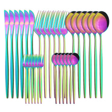 Load image into Gallery viewer, Stainless Steel Tableware Knife, Fork and Spoon 30-Piece Set Hotel Portugal Knife, Fork and Spoon Fruit
