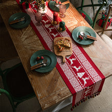 Load image into Gallery viewer, New Christmas Table Runner Holiday Dress up Coffee Table Tablecloth Red Jacquard Christmas Table Runner
