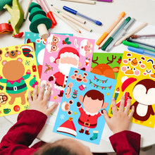 Load image into Gallery viewer, 6 Sheets/Pack Cartoon Christmas Face Changing Stickers Christmas Diy Puzzle Cartoon Stickers
