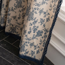 Load image into Gallery viewer, Blue Rose Flower Half Shade Cotton Linen Kitchen Curtain Printed Bedroom Curtain
