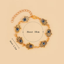 Load image into Gallery viewer, Ornament Woven Bracelet Fatima Hand Devil's Eye Bracelet Set
