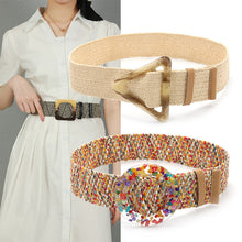 Load image into Gallery viewer, Dress Pp Grass Woven Decorative Women's Wide Belt Bohemian Elastic Elastic Waist Seal

