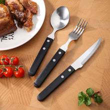 Load image into Gallery viewer, 3pcs/Set Western Food Knife, Fork and Spoon Pom Handle Steak Knife and Fork Western Tableware Combination Suit
