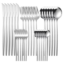 Load image into Gallery viewer, Stainless Steel Knife and Forks 30-Piece Set Portuguese Tableware Golden Set Creative Western Food Steak Knife, Fork and Spoon
