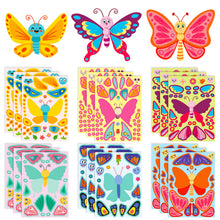 Load image into Gallery viewer, 6 Sheets/Pack Decorative Butterfly Face Changing Stickers Children Butterfly DIY Puzzle Stickers
