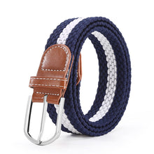 Load image into Gallery viewer, Hole Pin Buckle Belt Women's Canvas Elastic Waistband Casual Stretch Woven Leather Belt
