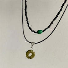 Load image into Gallery viewer, Handmade vintage double layer natural stone ring pendant collarbone chain ladies necklace decorative gift
