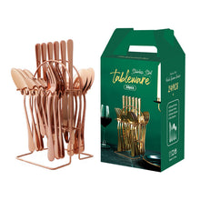 Load image into Gallery viewer, Stainless Steel Tableware Set Western Tableware Knife, Fork and Spoon 24-Piece Set
