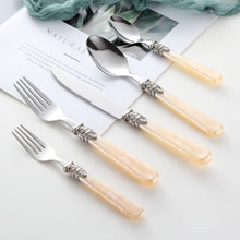 Load image into Gallery viewer, 304 Stainless Steel Tableware Suit Knife Fork Spoon Retro Tableware Acrylic Handle Tableware
