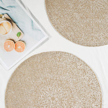 Load image into Gallery viewer, Round simple style natural color, evening placemat table mat coaster Japanese style, environmentally friendly fringed jute placemat
