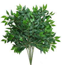 Load image into Gallery viewer, 5PCs Single Eucalyptus Tofu Pudding Banyan Leaves Artificial Green Plant Desktop Ornaments
