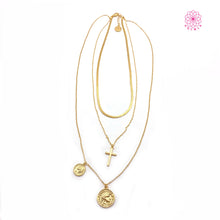 Load image into Gallery viewer, Simple Fashion Necklace Multi-Layer Twin Coin Avatar Cross Multi-Element T-shirt Necklace Neck Accessories
