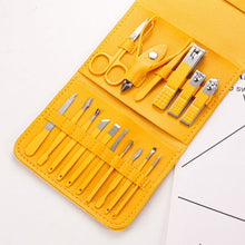 Load image into Gallery viewer, Rose Golden Scissors Nail Clippers Suit Tri-Fold Bag 16-Piece Pedicure Manicure Implement Ladies
