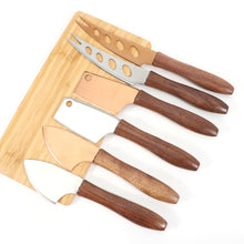 Load image into Gallery viewer, Stainless Steel Cheese Knife Walnut Wooden Handle Cheese Knife Baking Butter Knife Cheese Tool Set

