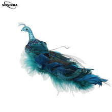 Load image into Gallery viewer, Christmas Tree Simulation Three-Dimensional Peacock Pendant Crafts Natural Feather
