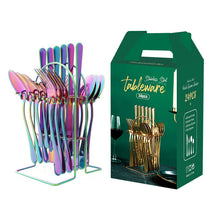 Load image into Gallery viewer, Stainless Steel Tableware Set Western Tableware Knife, Fork and Spoon 24-Piece Set
