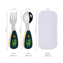 Load image into Gallery viewer, Stainless Steel Children's Small Spoon Cartoon Pattern Baby Feeding Spoon Fork Portable
