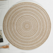 Load image into Gallery viewer, Round simple style natural color, evening placemat table mat coaster Japanese style, environmentally friendly fringed jute placemat

