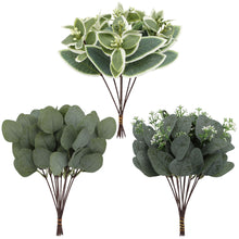 Load image into Gallery viewer, 12PCs Simulation Plant Raw Silk Eucalyptus Leaves DIY Christmas Decoration Home Flower Artificial Flowers
